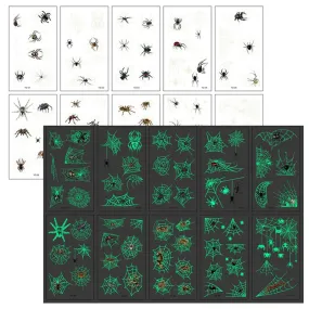 10PCs Halloween Luminous Spider Tattoo Sticker for Kids Adult