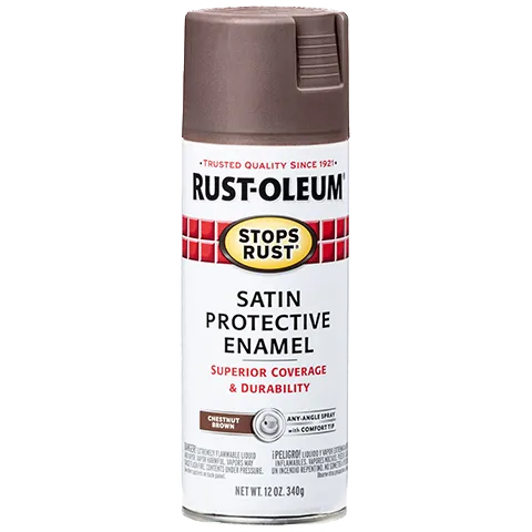 12 OZ Stops Rust Protective Enamel Spray Paint -Satin Chestnut Brown