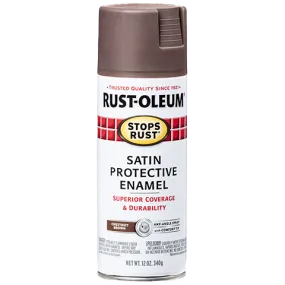 12 OZ Stops Rust Protective Enamel Spray Paint -Satin Chestnut Brown