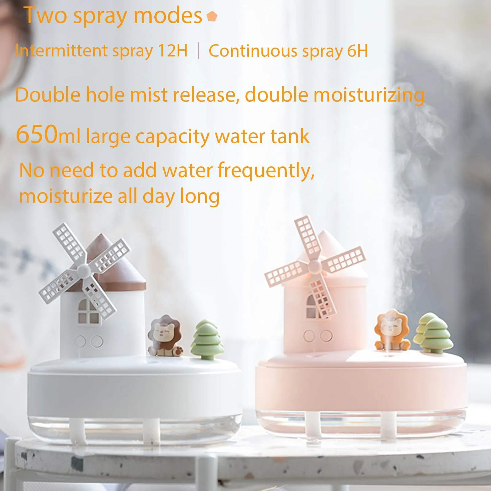 Christmas Gift-Rotating Windmill Music Box Humidifier With Night Light