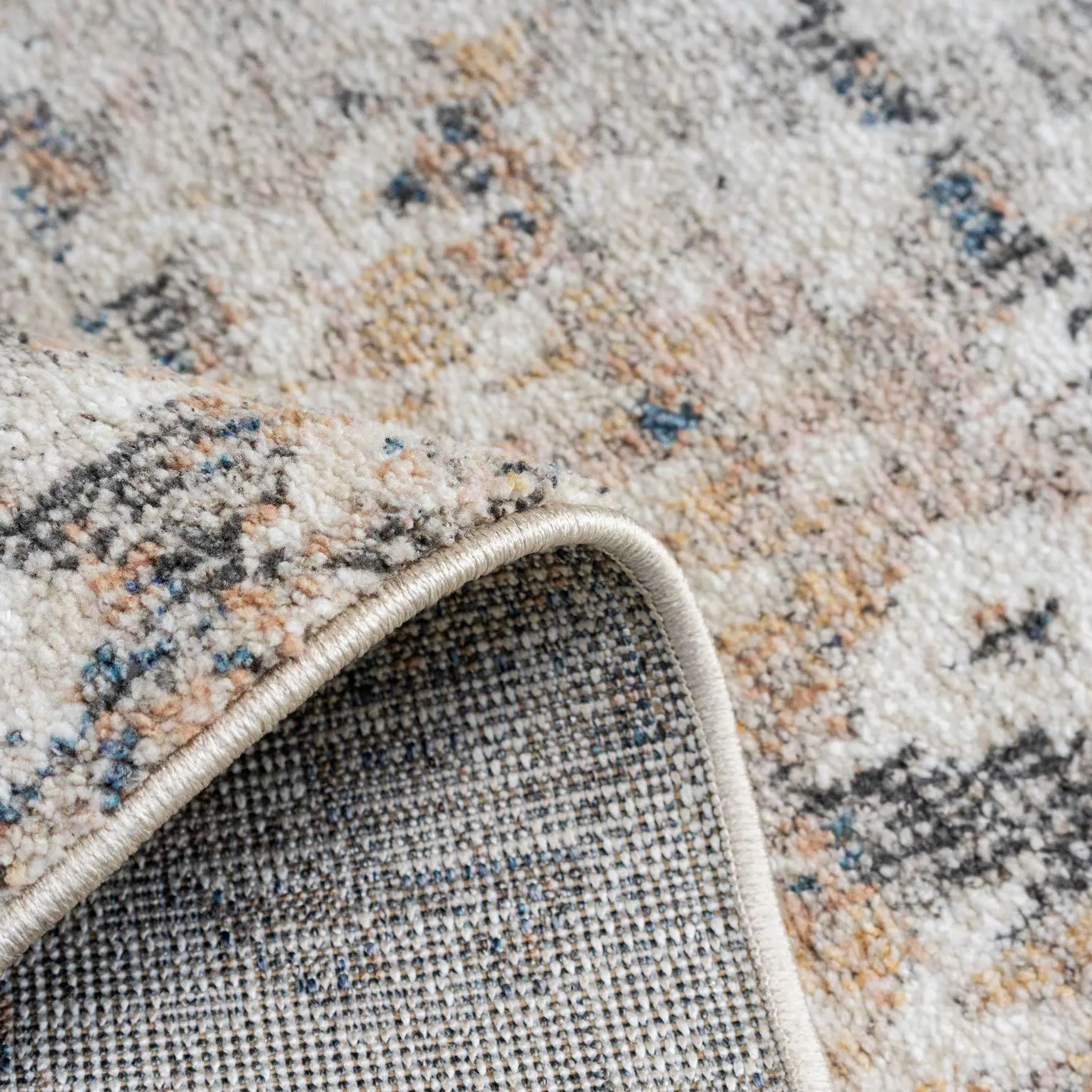 Distressed Grey Gold Diamond Area Rug - Boyce