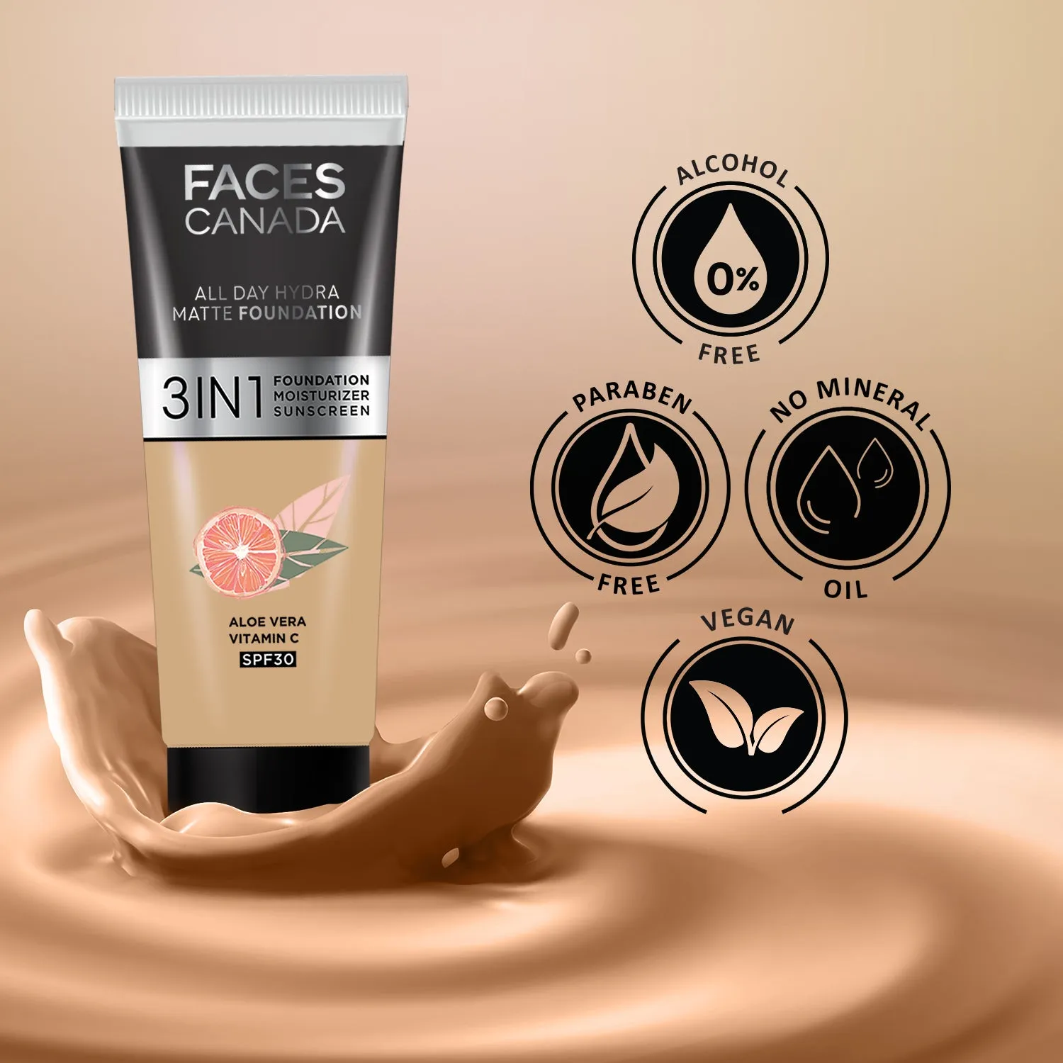 FACES CANADA All Day Hydra Matte Foundation Warm Natural 021 15ml
