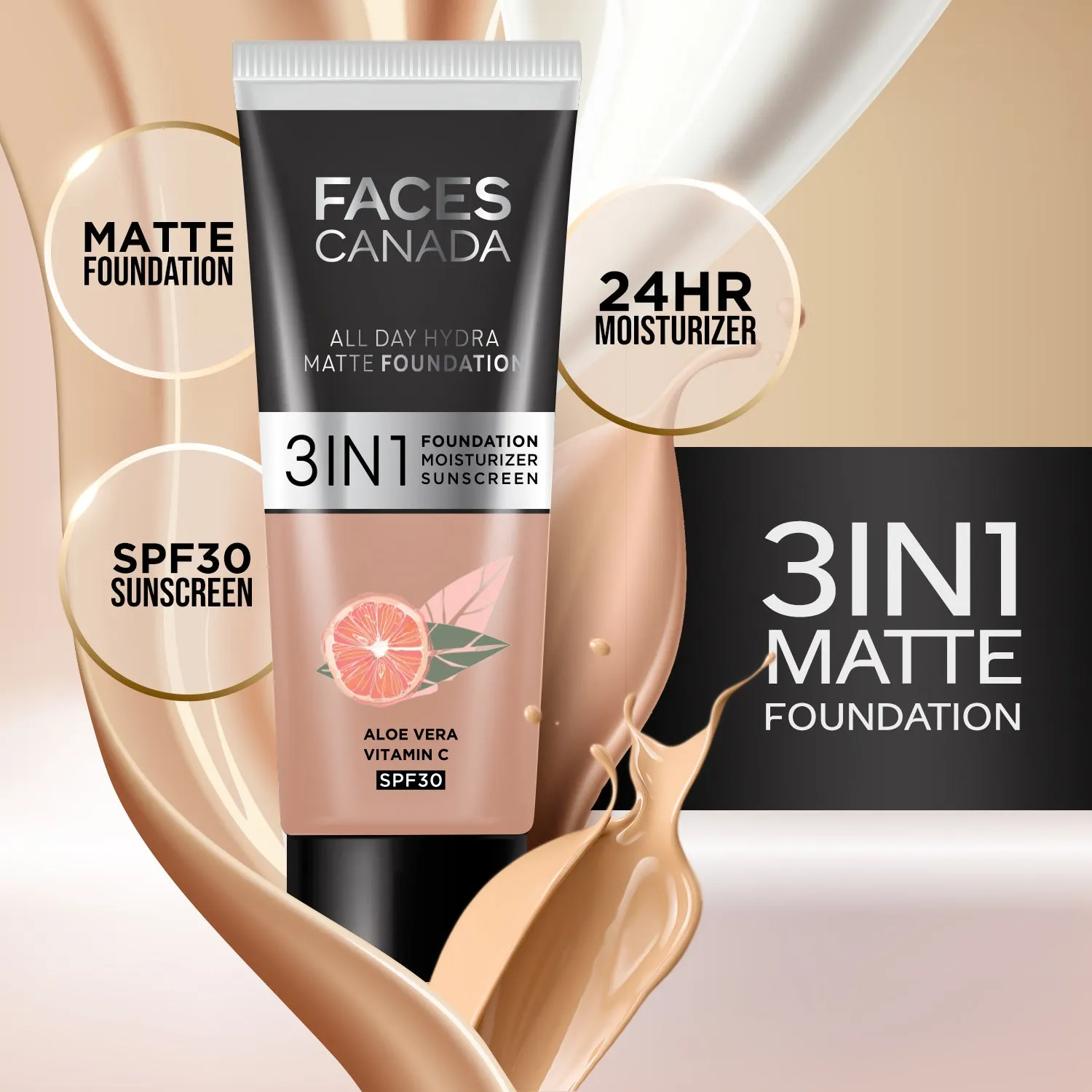 FACES CANADA All Day Hydra Matte Foundation Warm Natural 021 15ml