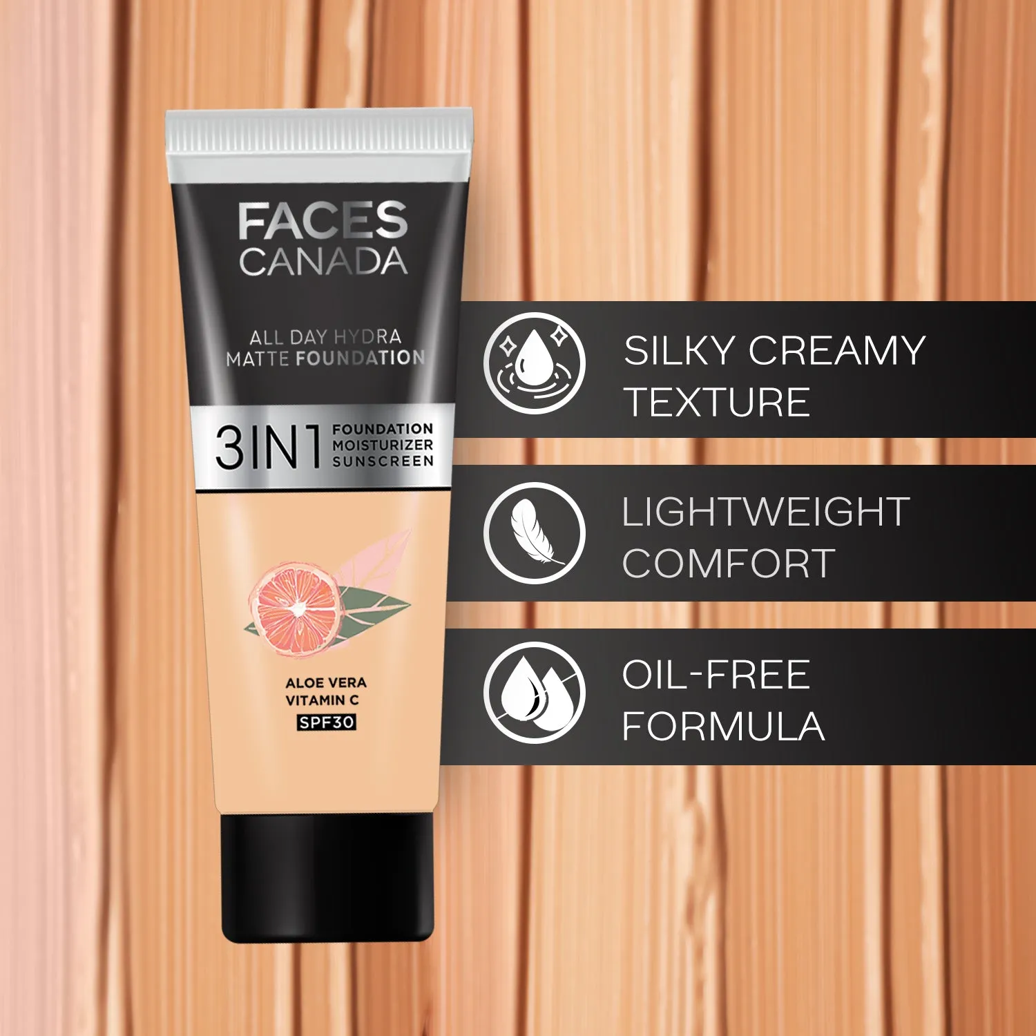 FACES CANADA All Day Hydra Matte Foundation Warm Natural 021 15ml