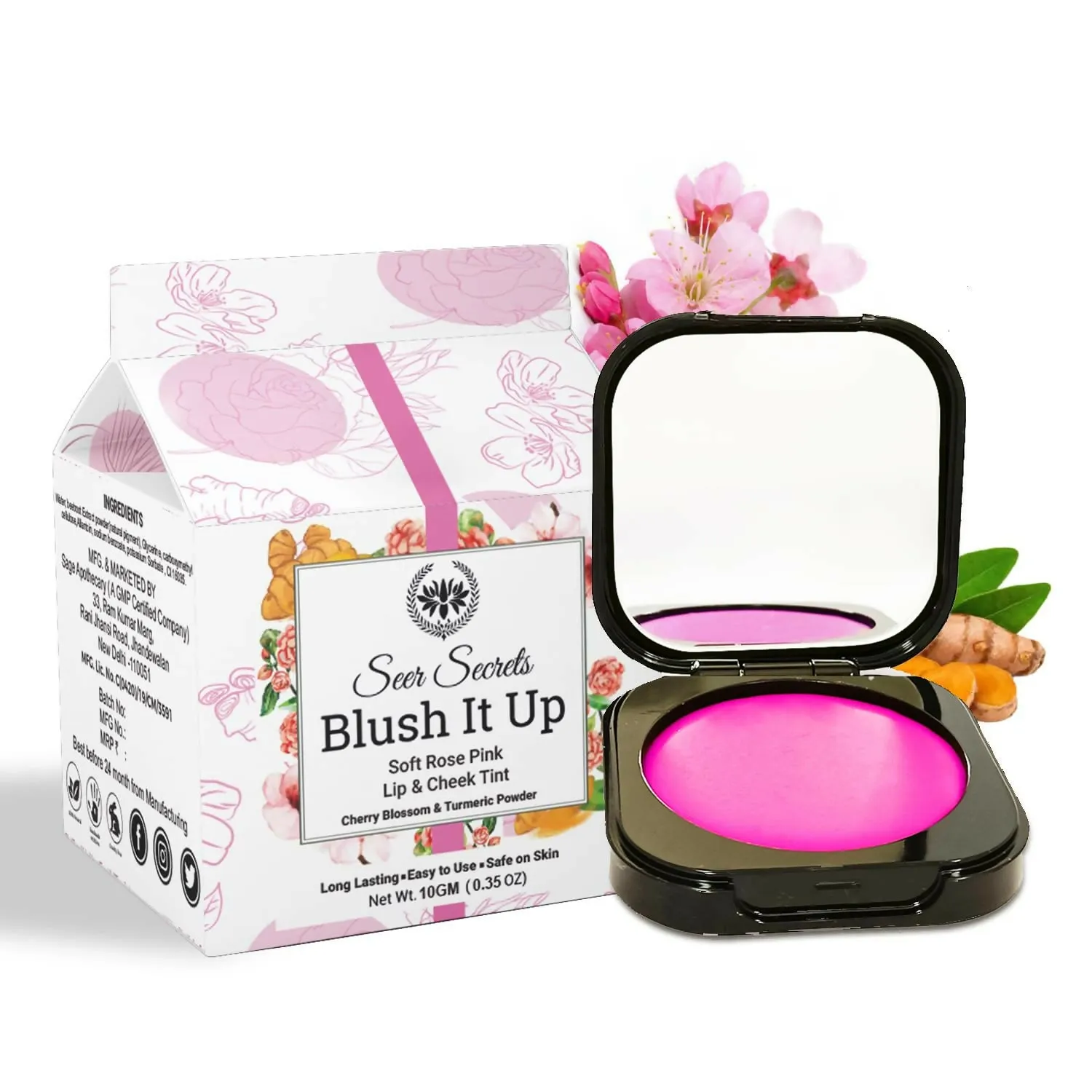 Natural Blush It Up Lip and Cheek Tint Soft Rose Pink (10gm)