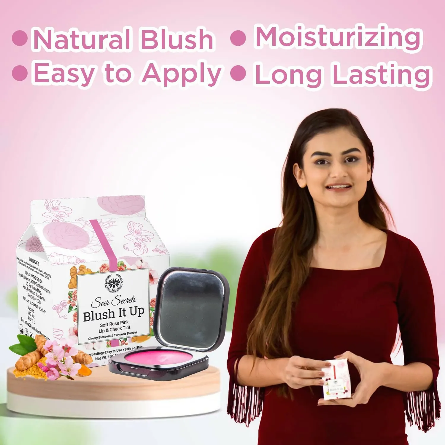 Natural Blush It Up Lip and Cheek Tint Soft Rose Pink (10gm)
