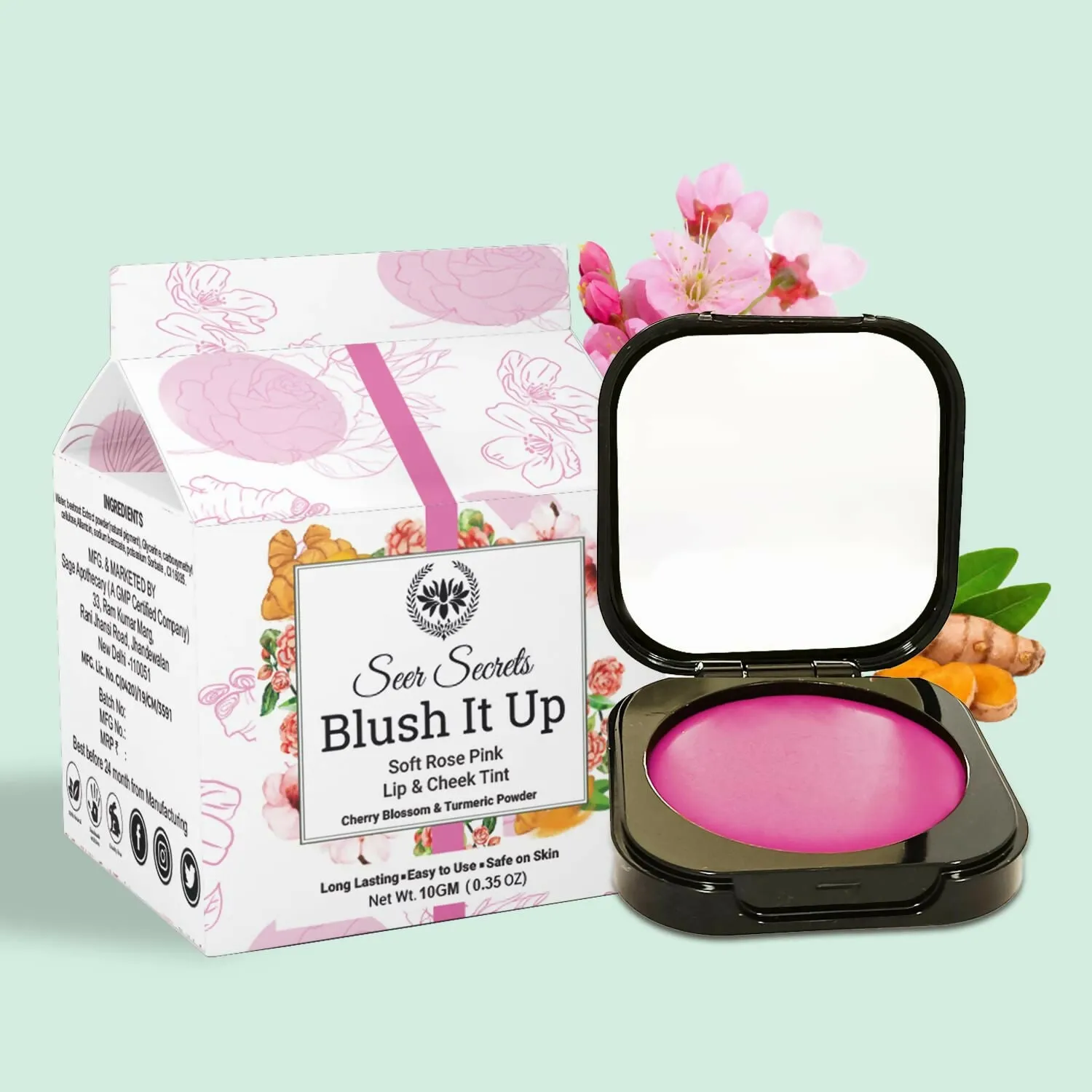Natural Blush It Up Lip and Cheek Tint Soft Rose Pink (10gm)