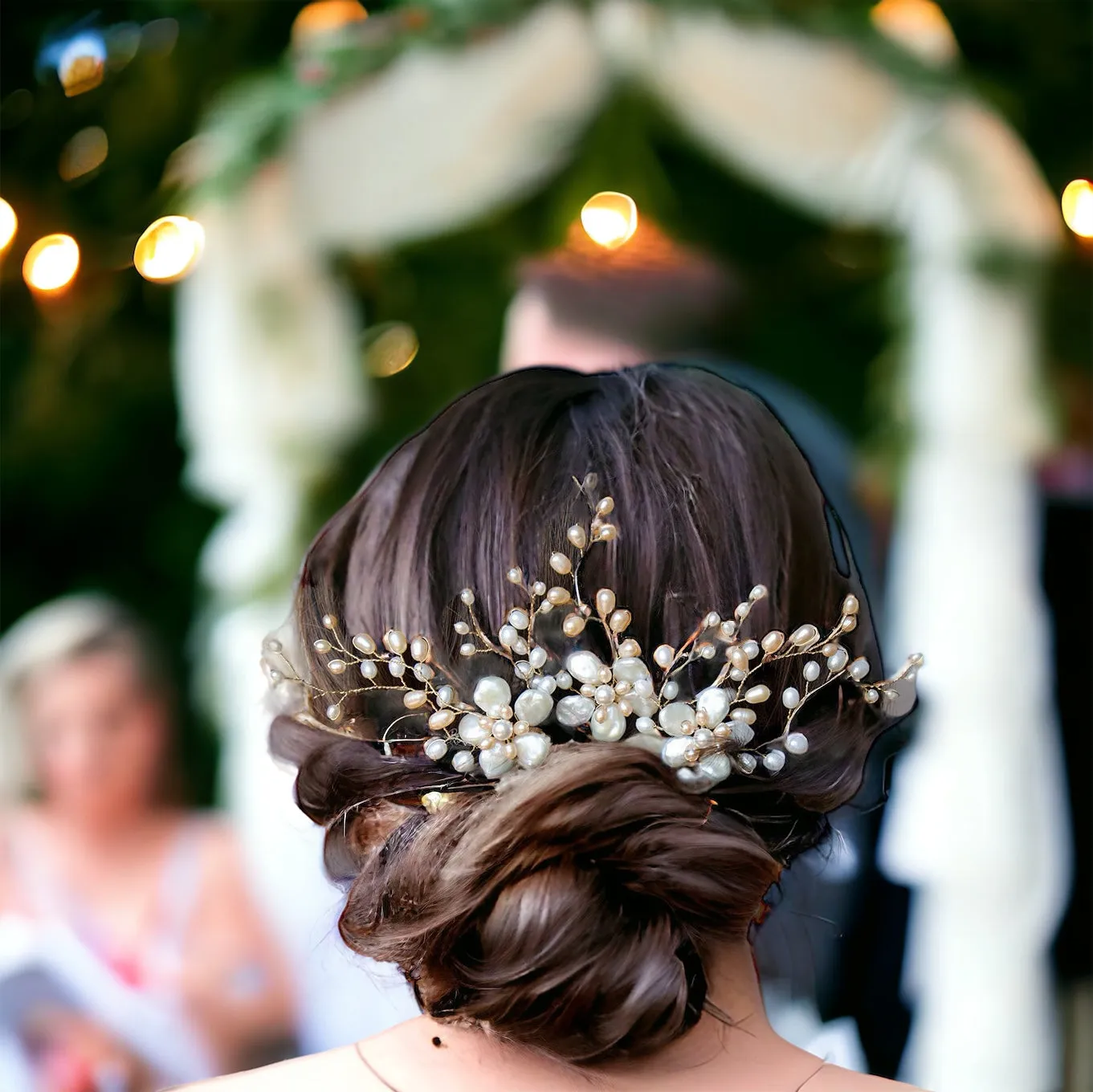 Natural Keshi Pearls Flower Pins Set Bridal Headpiece in Blush Tones