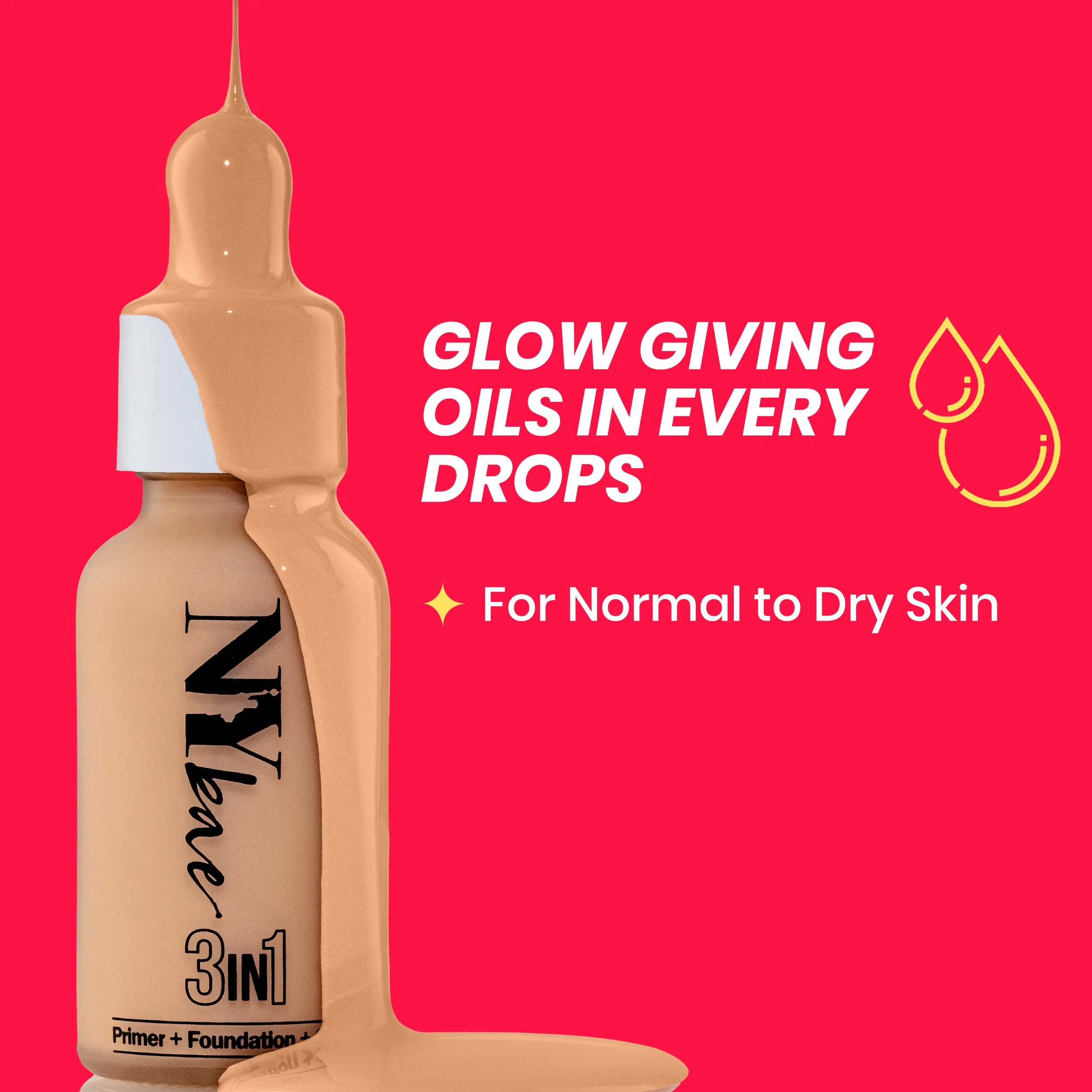 NY Bae 3IN1 Serum Foundation - Warm Cashew 03 (30 ml) | Infused with Primer | Moisturising I Glowing Korean Skin I Celeb Glow | Dewy Makeup | Evens Skin Tone | Ultra Glow