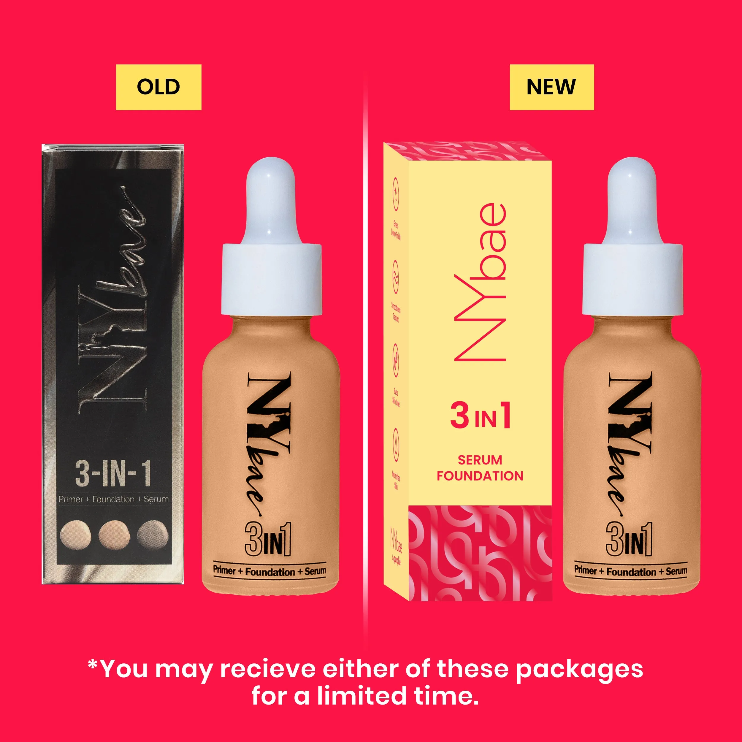 NY Bae 3IN1 Serum Foundation - Warm Cashew 03 (30 ml) | Infused with Primer | Moisturising I Glowing Korean Skin I Celeb Glow | Dewy Makeup | Evens Skin Tone | Ultra Glow