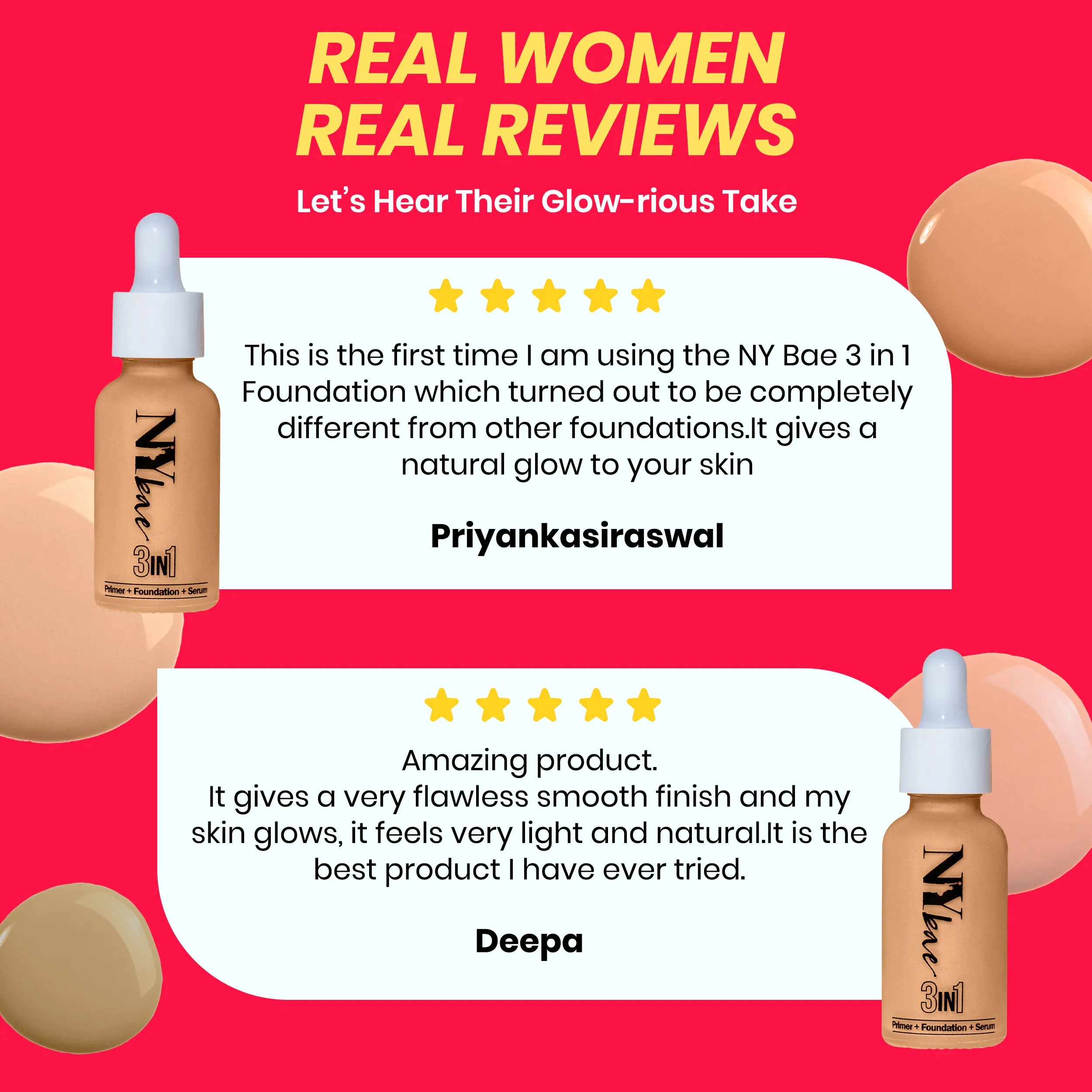 NY Bae 3IN1 Serum Foundation - Warm Cashew 03 (30 ml) | Infused with Primer | Moisturising I Glowing Korean Skin I Celeb Glow | Dewy Makeup | Evens Skin Tone | Ultra Glow