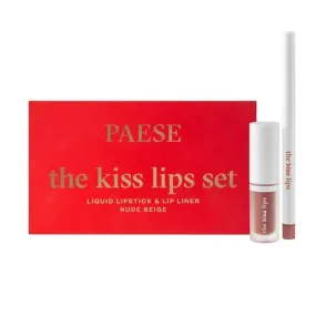 PAESE THE KISS LIPS SET - Liquid Lipstick & Lip Liner - 01 Nude Beige