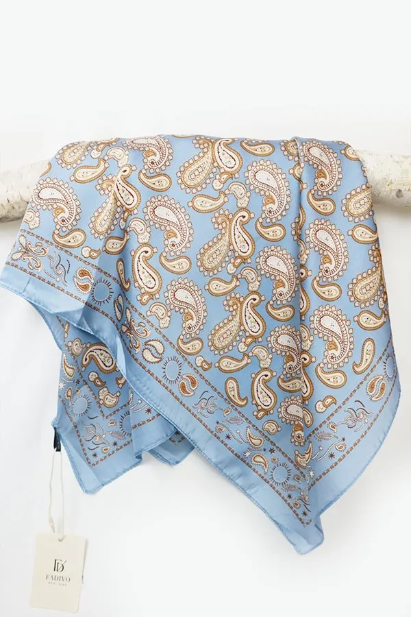 Paisley Printed Silk Bandana Scarf