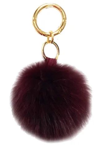 Pom Pom Fox Fur Keychain