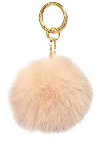 Pom Pom Fox Fur Keychain