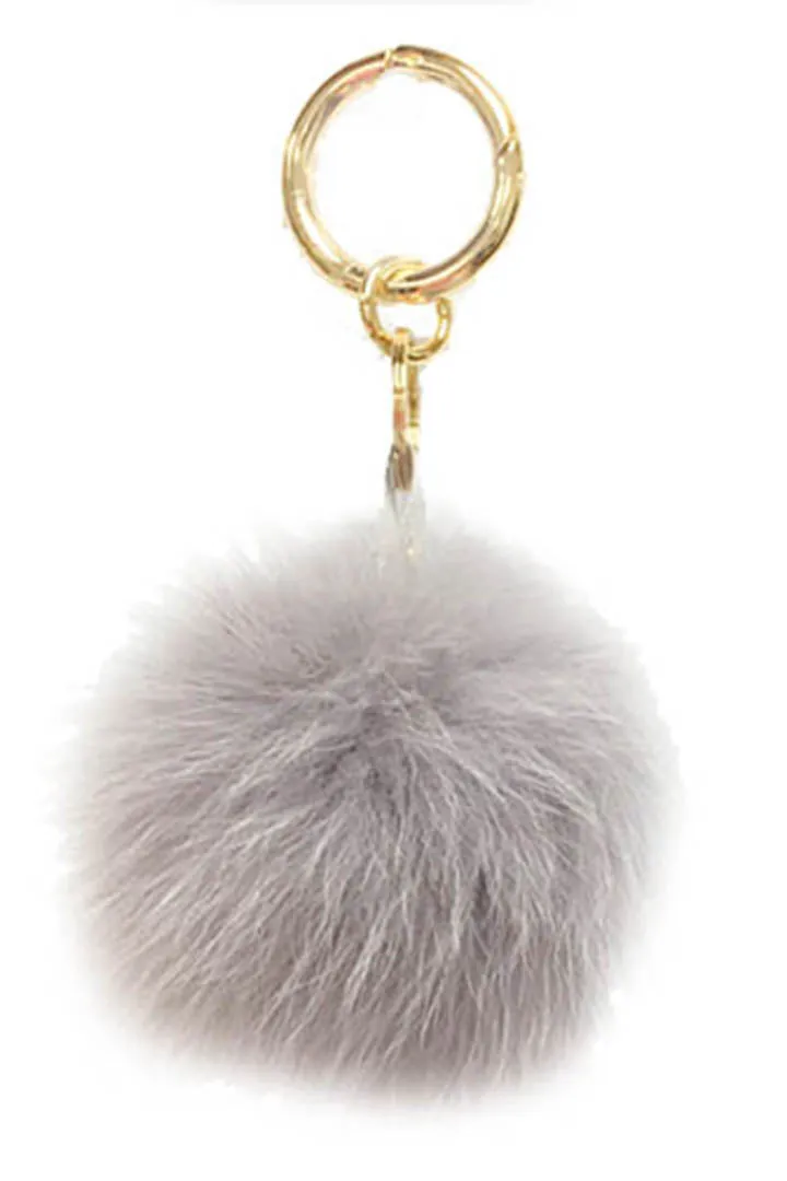 Pom Pom Fox Fur Keychain