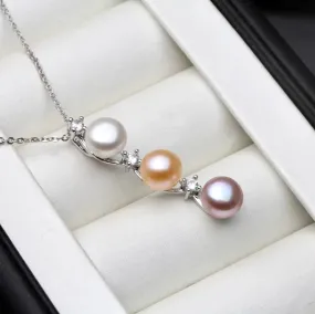 "Coraline" - Natural Pearl 925 Sterling Silver Bridal Necklace - More Colors