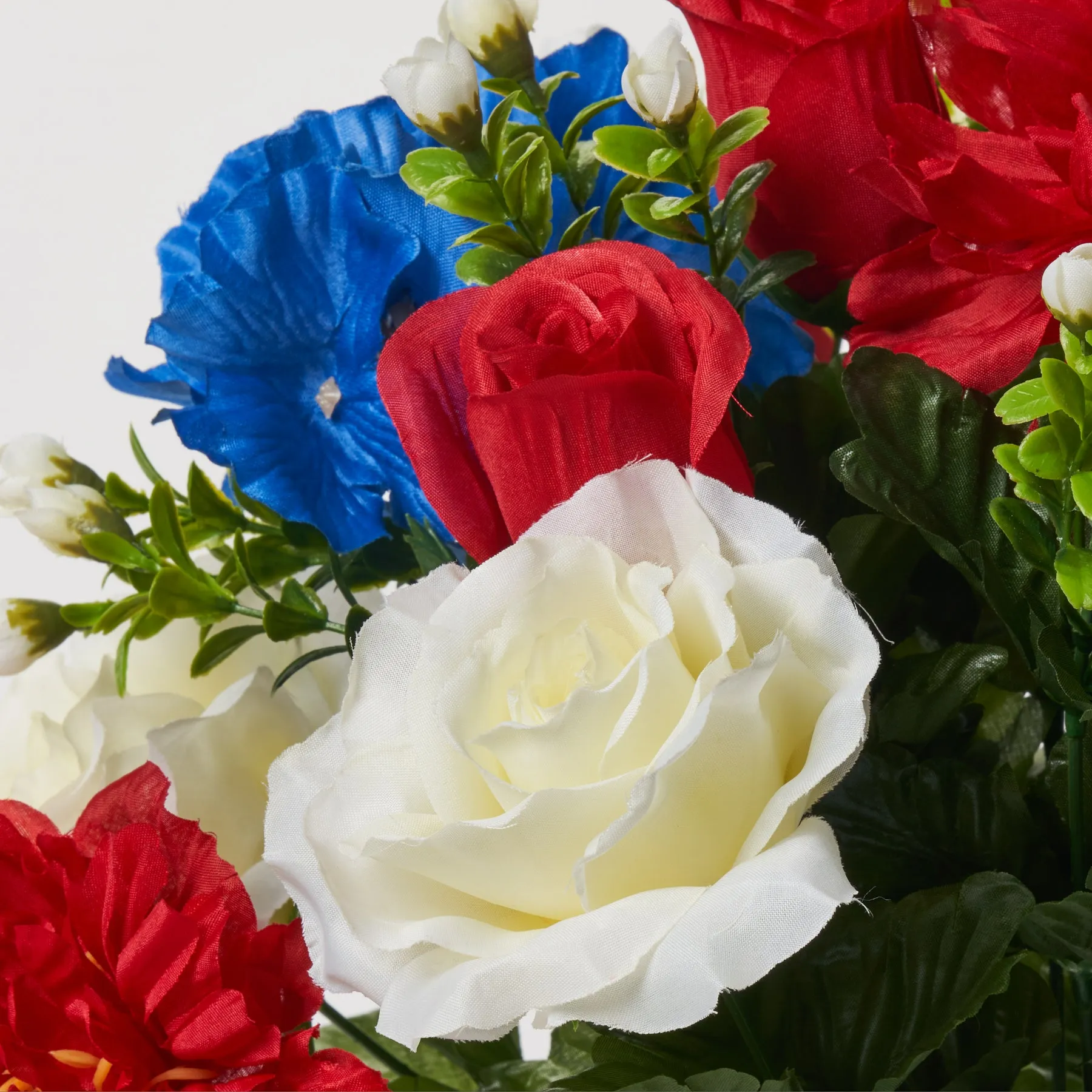 Red, White & Blue Americana Mixed Floral Pick Patriotic Bloom Spray - 18"